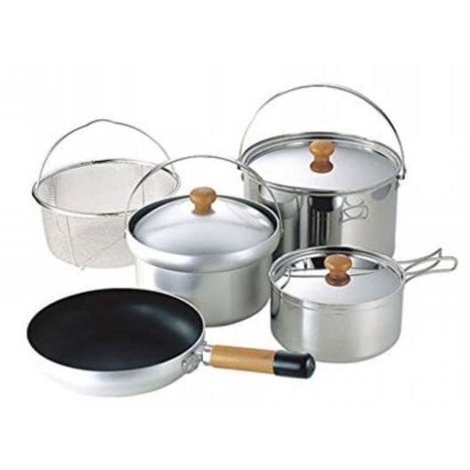 クッカーセット(鍋x3・フライパンなど)